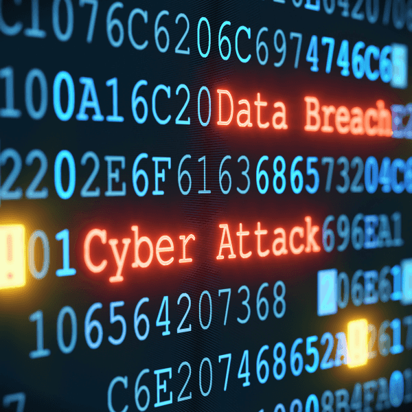 Data brach and cyber attack highlighed text